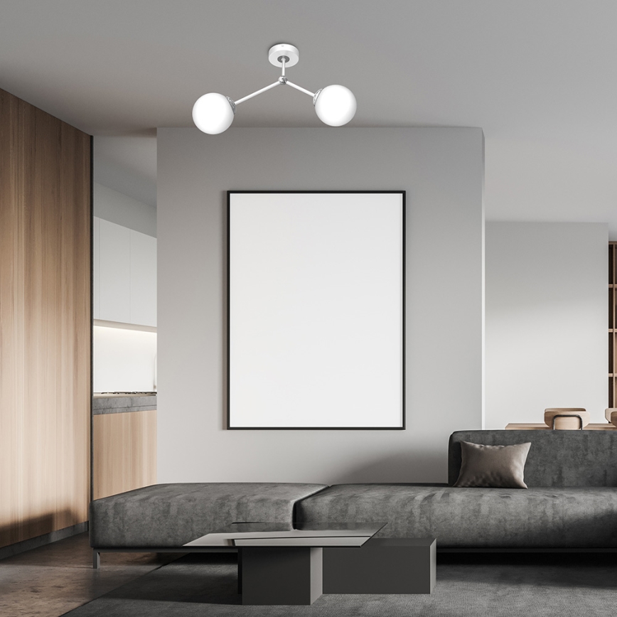 Candelabro montado à superfície JOY 2xE14/40W/230V branco/cromado brilhante