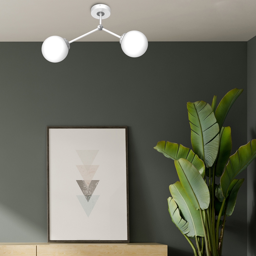 Candelabro montado à superfície JOY 2xE14/40W/230V branco/cromado brilhante