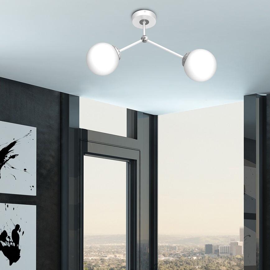 Candelabro montado à superfície JOY 2xE14/40W/230V branco/cromado brilhante