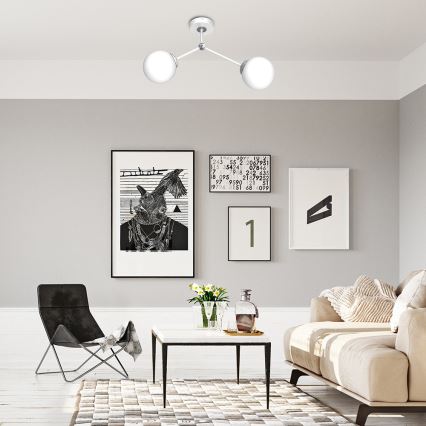 Candelabro montado à superfície JOY 2xE14/40W/230V branco/cromado brilhante