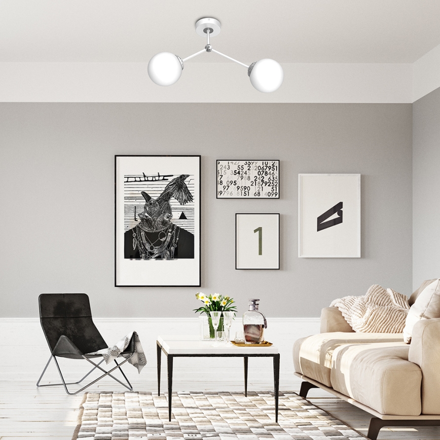 Candelabro montado à superfície JOY 2xE14/40W/230V branco/cromado brilhante