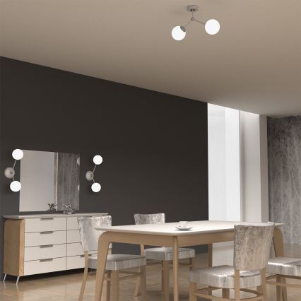 Candelabro montado à superfície JOY 2xE14/40W/230V branco/cromado brilhante