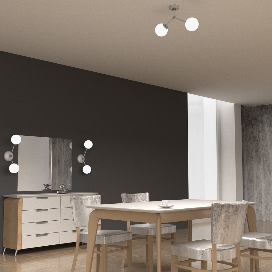 Candelabro montado à superfície JOY 2xE14/40W/230V branco/cromado brilhante