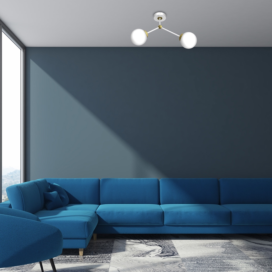 Candelabro montado à superfície JOY 2xE14/40W/230V branco/dourado