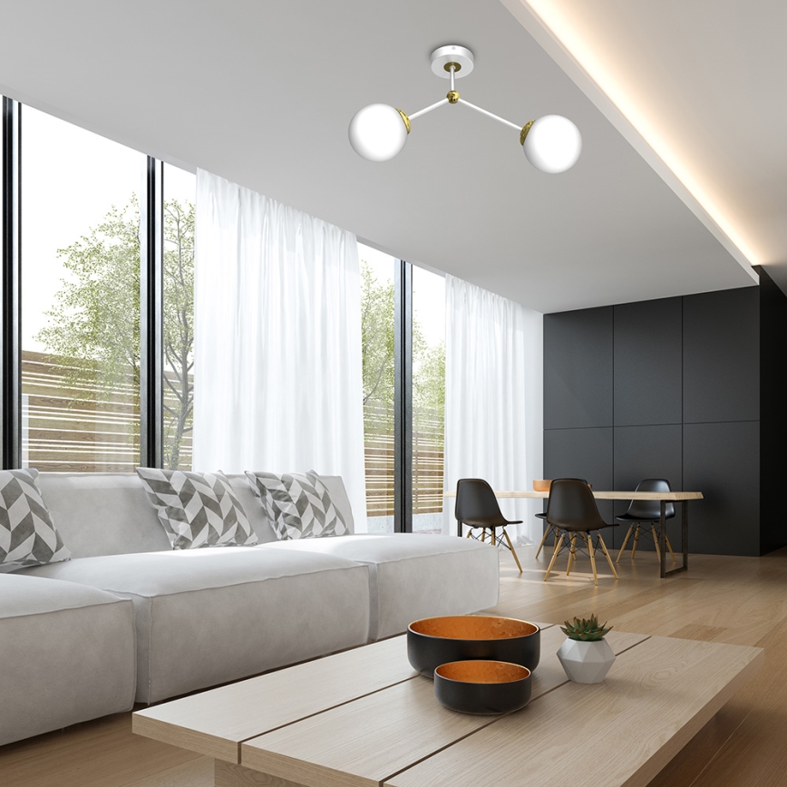 Candelabro montado à superfície JOY 2xE14/40W/230V branco/dourado