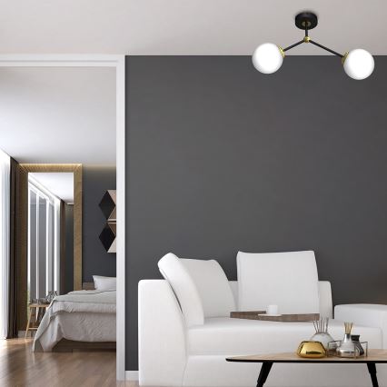 Candelabro montado à superfície JOY 2xE14/40W/230V preto/dourado