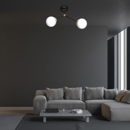 Candelabro montado à superfície JOY 2xE14/40W/230V preto/dourado