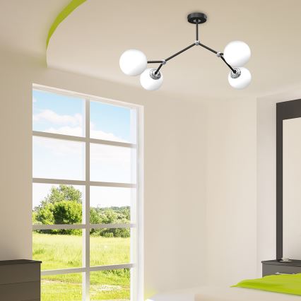 Candelabro montado à superfície JOY 4xE14/40W/230V preto/cromado brilhante