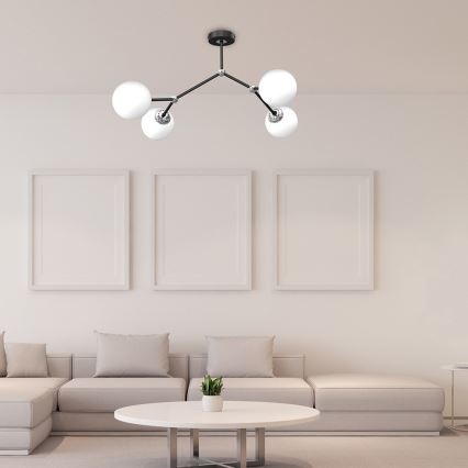 Candelabro montado à superfície JOY 4xE14/40W/230V preto/cromado brilhante