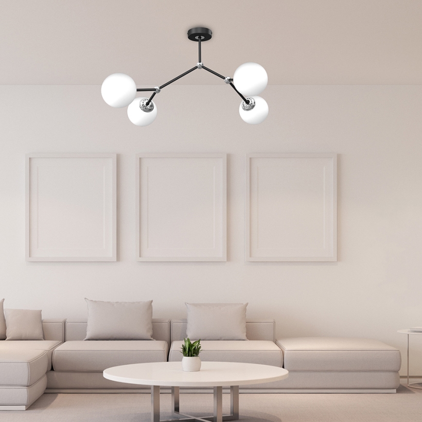 Candelabro montado à superfície JOY 4xE14/40W/230V preto/cromado brilhante