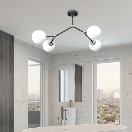 Candelabro montado à superfície JOY 4xE14/40W/230V preto/cromado brilhante