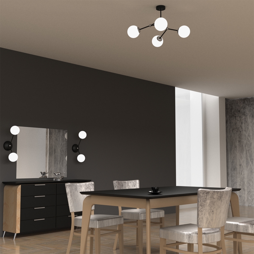 Candelabro montado à superfície JOY 4xE14/40W/230V preto/cromado brilhante