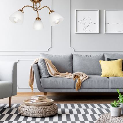 Candelabro montado à superfície MIRANDA 3xE27/60W/230V dourado