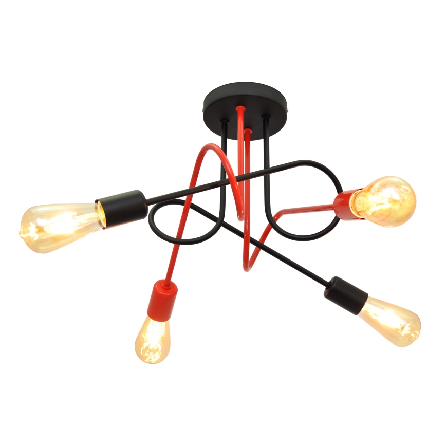 Candelabro montado à superfície OXFORD 4xE27/15W/230V preto/vermelho