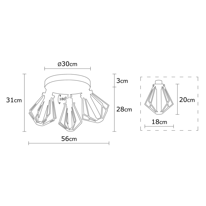 Candelabro montado à superfície OYLAT 3xE27/40W/230V