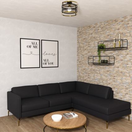 Candelabro montado à superfície RIM 1xE27/60W/230V preto/dourado