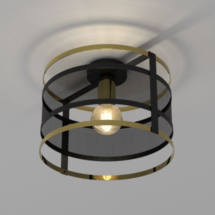 Candelabro montado à superfície RIM 1xE27/60W/230V preto/dourado