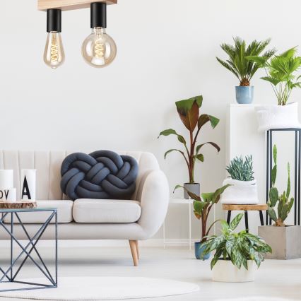 Candelabro montado à superfície VITO OAK 2xE27/60W/230V carvalho