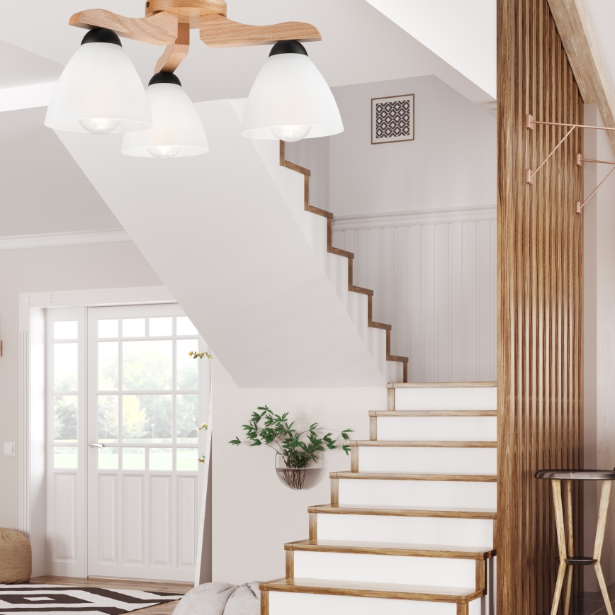 Candelabro montado na superfície ADRIANO 3xE27/60W/230V carvalho