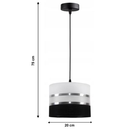 Candelabro num fio CORAL 1xE27/60W/230V preto e branco