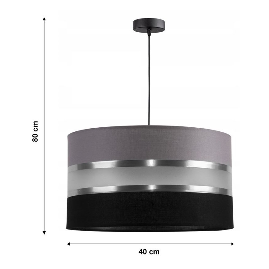 Candelabro num fio CORAL 1xE27/60W/230V preto e cinzento
