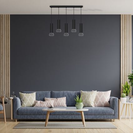 Candelabro num fio DANTE 5xGU10/25W/230V preto antigo/cromo brilhante