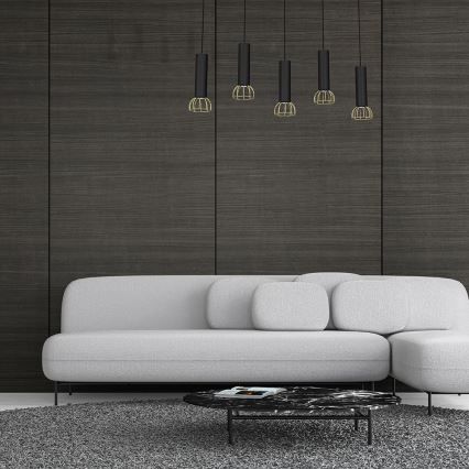 Candelabro num fio DANTE 5xGU10/25W/230V preto antigo/dourado