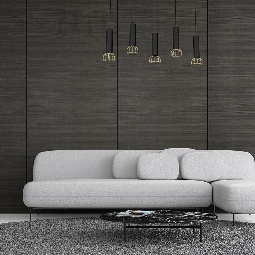 Candelabro num fio DANTE 5xGU10/25W/230V preto antigo/dourado