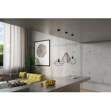 Candelabro num fio DEMI 1xE27/60W/230V preto antigo/branco