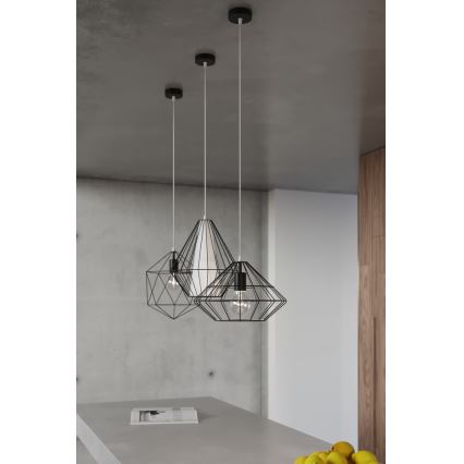 Candelabro num fio DEMI 1xE27/60W/230V preto antigo/branco