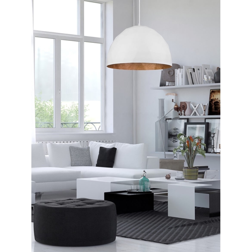 Candelabro num fio DIAMENT 1xE27/60W/230V diâmetro 50 cm branco/cobre