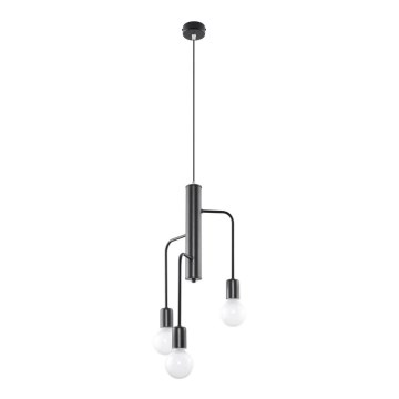 Candelabro num fio DUOMO 3M 3xE27/60W/230V preto antigo