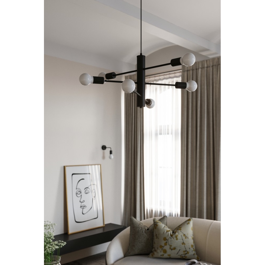 Candelabro num fio DUOMO 6 6xE27/60W/230V preto antigo