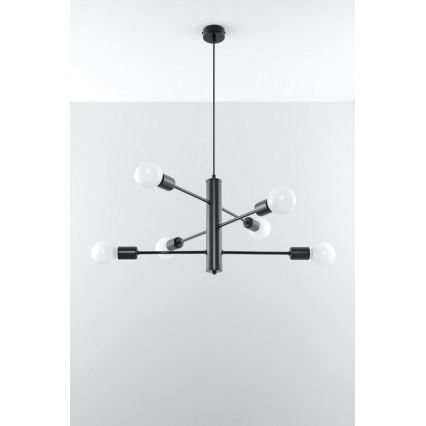 Candelabro num fio DUOMO 6 6xE27/60W/230V preto antigo