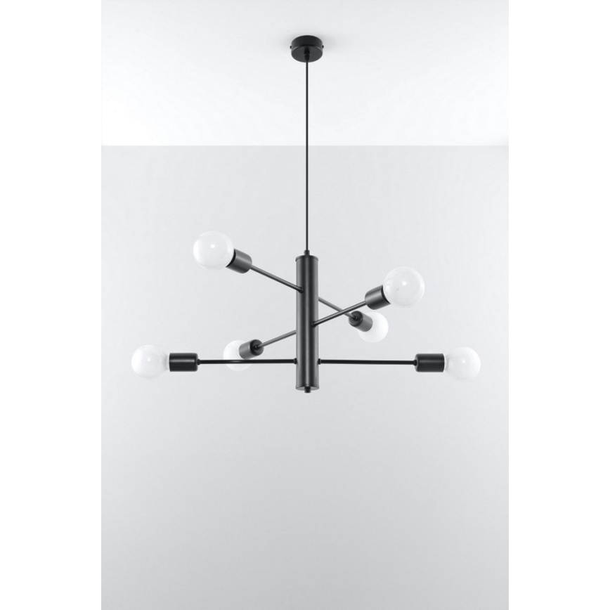 Candelabro num fio DUOMO 6 6xE27/60W/230V preto antigo