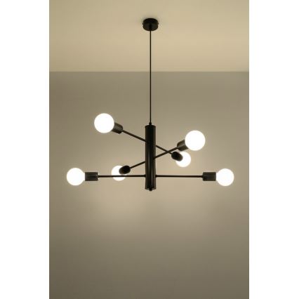 Candelabro num fio DUOMO 6 6xE27/60W/230V preto antigo