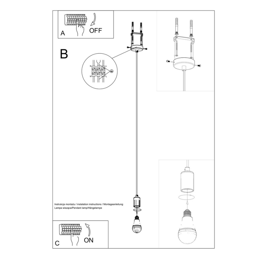 Candelabro num fio EDISON 1xE27/60W/230V preto antigo