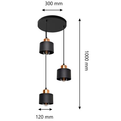 Candelabro num fio EDISON 3xE27/15W/230V