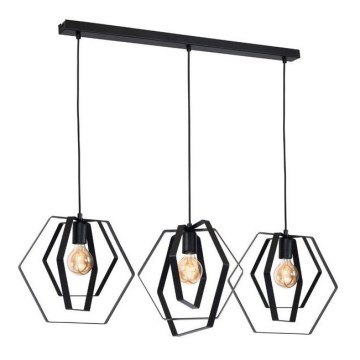 Candelabro num fio HEXAGON 3xE27/60W/230V preto antigo