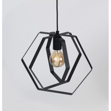 Candelabro num fio HEXAGON 3xE27/60W/230V preto antigo redondo