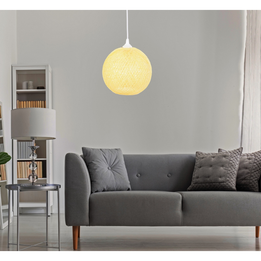 Candelabro num fio JUTE 1xE27/60W/230V amarelo