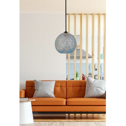 Candelabro num fio JUTE 1xE27/60W/230V AZUL
