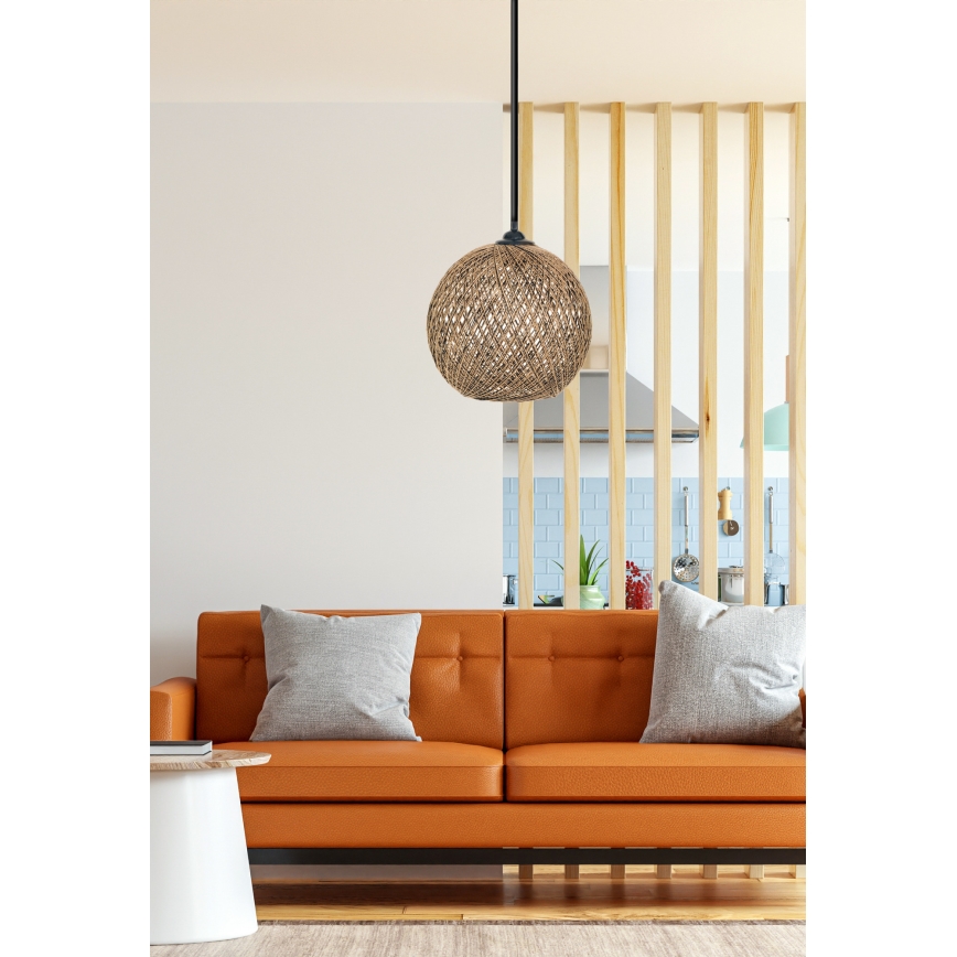 Candelabro num fio JUTE 1xE27/60W/230V castanho