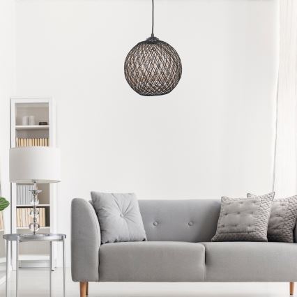 Candelabro num fio JUTE 1xE27/60W/230V preto antigo