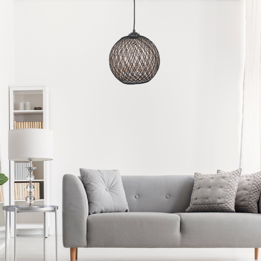 Candelabro num fio JUTE 1xE27/60W/230V preto antigo