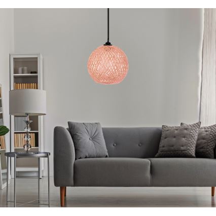 Candelabro num fio JUTE 1xE27/60W/230V rosa