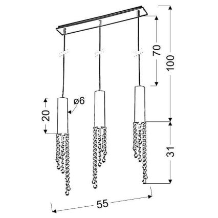 Candelabro num fio LED DUERO 3xLED/3W/230V