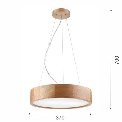 Candelabro num fio OAK 2xE27/60W/230V carvalho ø 37 cm