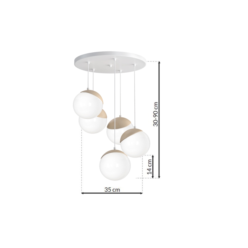 Candelabro num fio SFERA WOOD 5xE14/40W/230V