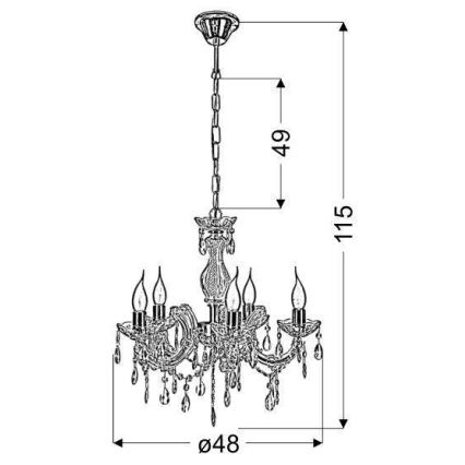 Candelabro numa corrente MARIA TERESA 5xE14/40W/230V